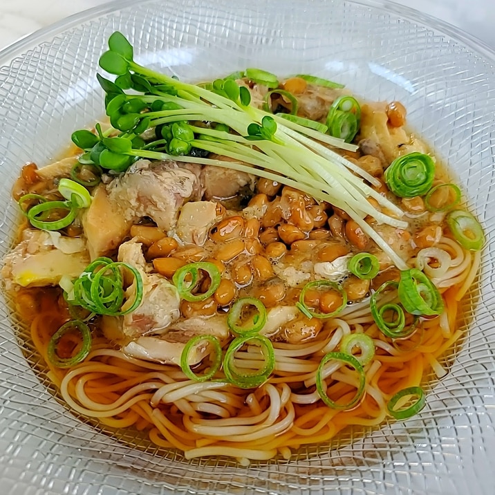 鯖缶納豆冷やし素麺